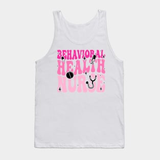 Cute Behavioral Health Nurse Groovy Retro Pink Tank Top